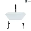 Rene 16" Square Porcelain Bathroom Sink, White, with Faucet, R2-5010-W-R9-7001-ABR