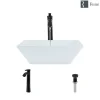 Rene 16" Square Porcelain Bathroom Sink, White, with Faucet, R2-5010-W-R9-7006-ABR