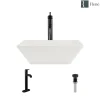 Rene 16" Square Porcelain Bathroom Sink, Biscuit, with Faucet, R2-5010-B-R9-7001-ABR