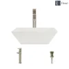 Rene 16" Square Porcelain Bathroom Sink, Biscuit, with Faucet, R2-5010-B-R9-7003-BN