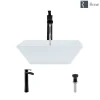 Rene 16" Square Porcelain Bathroom Sink, White, with Faucet, R2-5010-W-R9-7007-ABR