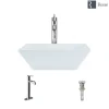 Rene 16" Square Porcelain Bathroom Sink, White, with Faucet, R2-5010-W-R9-7001-C