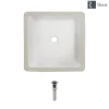 Rene 16" Square Porcelain Bathroom Sink, Biscuit, R2-1006-B-PUD-BN