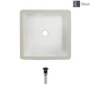 Rene 16" Square Porcelain Bathroom Sink, Biscuit, R2-1006-B-PUD-ABR