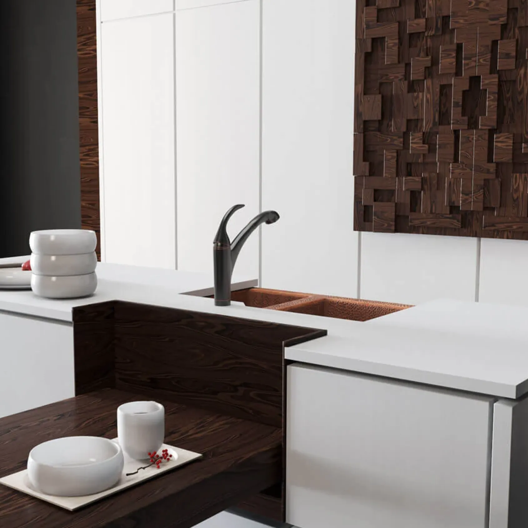 Rene 33" Copper Farmhouse Sink, 60/40 Double Bowl, R4-3001-ST-C