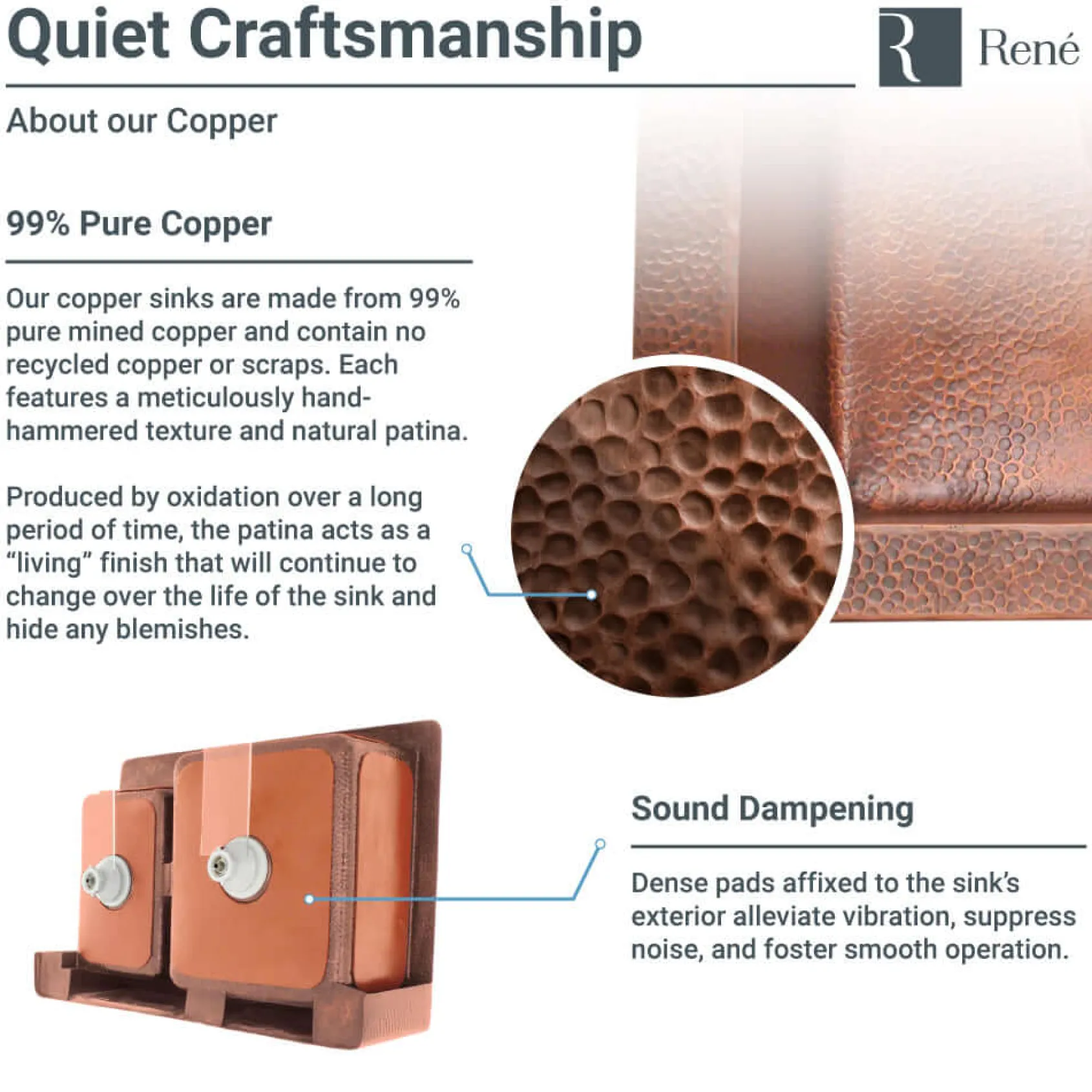 Rene 33" Copper Farmhouse Sink, 60/40 Double Bowl, R4-3001-ST-C