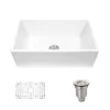 Rene 30" Fireclay Farmhouse Sink, White, Smooth/Fluted, R10-3002-ST-B