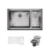Rene 33" Stainless Steel Farmhouse Sink, 70/30 Double Bowl, 16 Gauge, R1-3003L-16