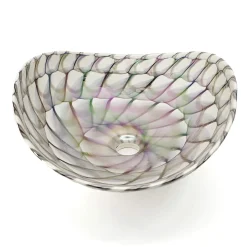 Ruvati 19 inch Murano Glass Art Vessel Seashell Decorative Pattern Bathroom Sink, Nautilus Brown, RVB3022