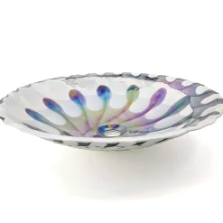 Ruvati 20 inch Murano Glass Art Drop In Round Decorative Pattern Bathroom Sink, Spira Luxe Pearl White , RVB3035