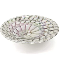 Ruvati 20 inch Murano Glass Art Drop In Round Decorative Pattern Bathroom Sink, Nautilus Brown, RVB3026
