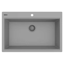 Ruvati 33 x 22 inch epiGranite Drop-in Topmount Granite Composite Single Bowl Kitchen Sink, Urban Gray, RVG1080UG