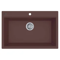 Ruvati 33 x 22 inch epiGranite Drop-in Topmount Granite Composite Single Bowl Kitchen Sink, Espresso Brown, RVG1080ES