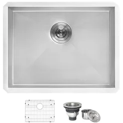 Ruvati 23" x 18" x 12" Deep Laundry Utility Sink Undermount 16 Gauge Stainless Steel, RVU6100