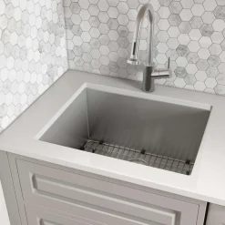 Ruvati 23" x 18" x 12" Deep Laundry Utility Sink Rounded Corners Undermount 16 Gauge Stainless Steel, RVU6125
