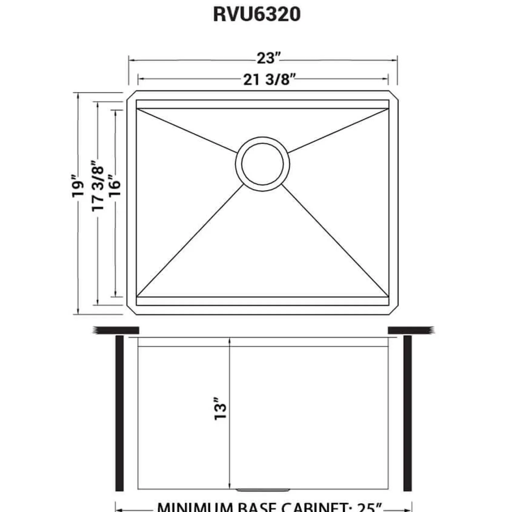 Ruvati Alto 23" x 19" x 13" Deep Laundry Utility Workstation Sink Undermount 16 Gauge, Stainless Steel, 16, RVU6320