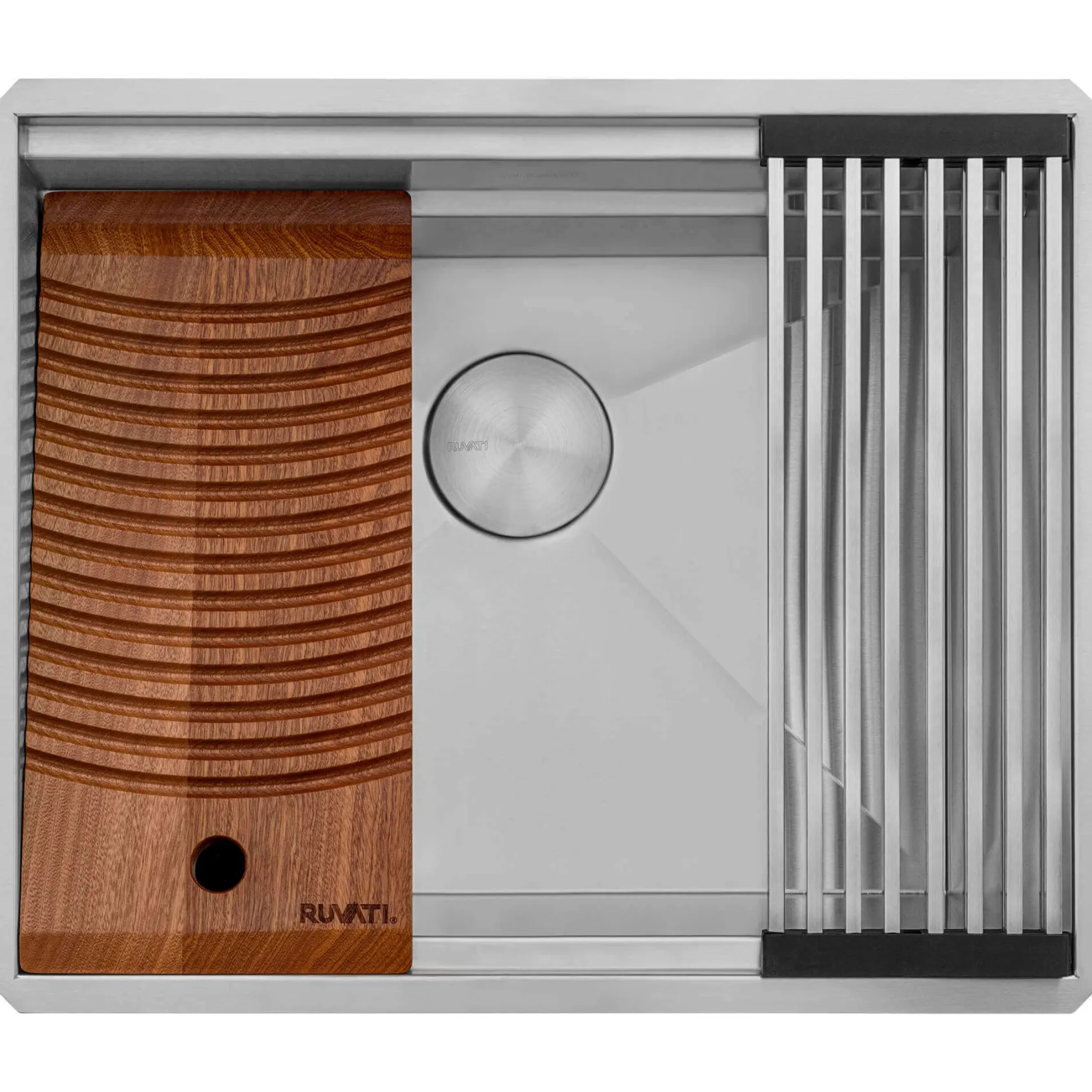 Ruvati Alto 23 x 19 x 12 inch Deep Laundry Workstation Sink with Washboard Undermount Stainless Steel, 16, RVU6525