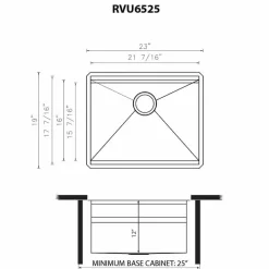 Ruvati Alto 23 x 19 x 12 inch Deep Laundry Workstation Sink with Washboard Undermount Stainless Steel, 16, RVU6525