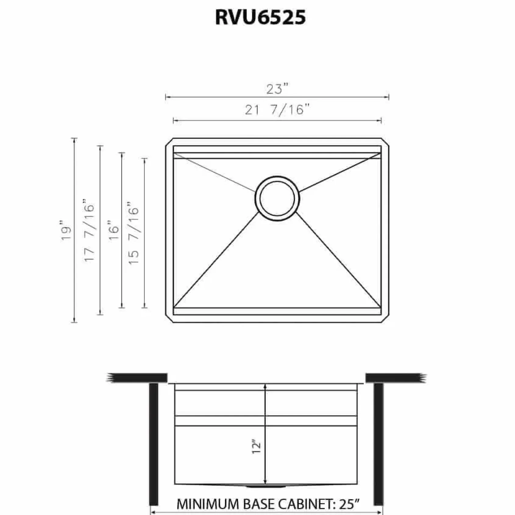 Ruvati Alto 23 x 19 x 12 inch Deep Laundry Workstation Sink with Washboard Undermount Stainless Steel, 16, RVU6525