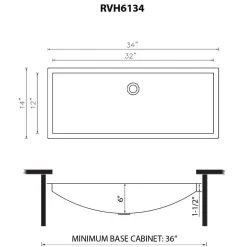 Ruvati Ariaso 34 x 14 inch Brushed Stainless Steel Rectangular Bathroom Sink Undermount, 16, RVH6134ST