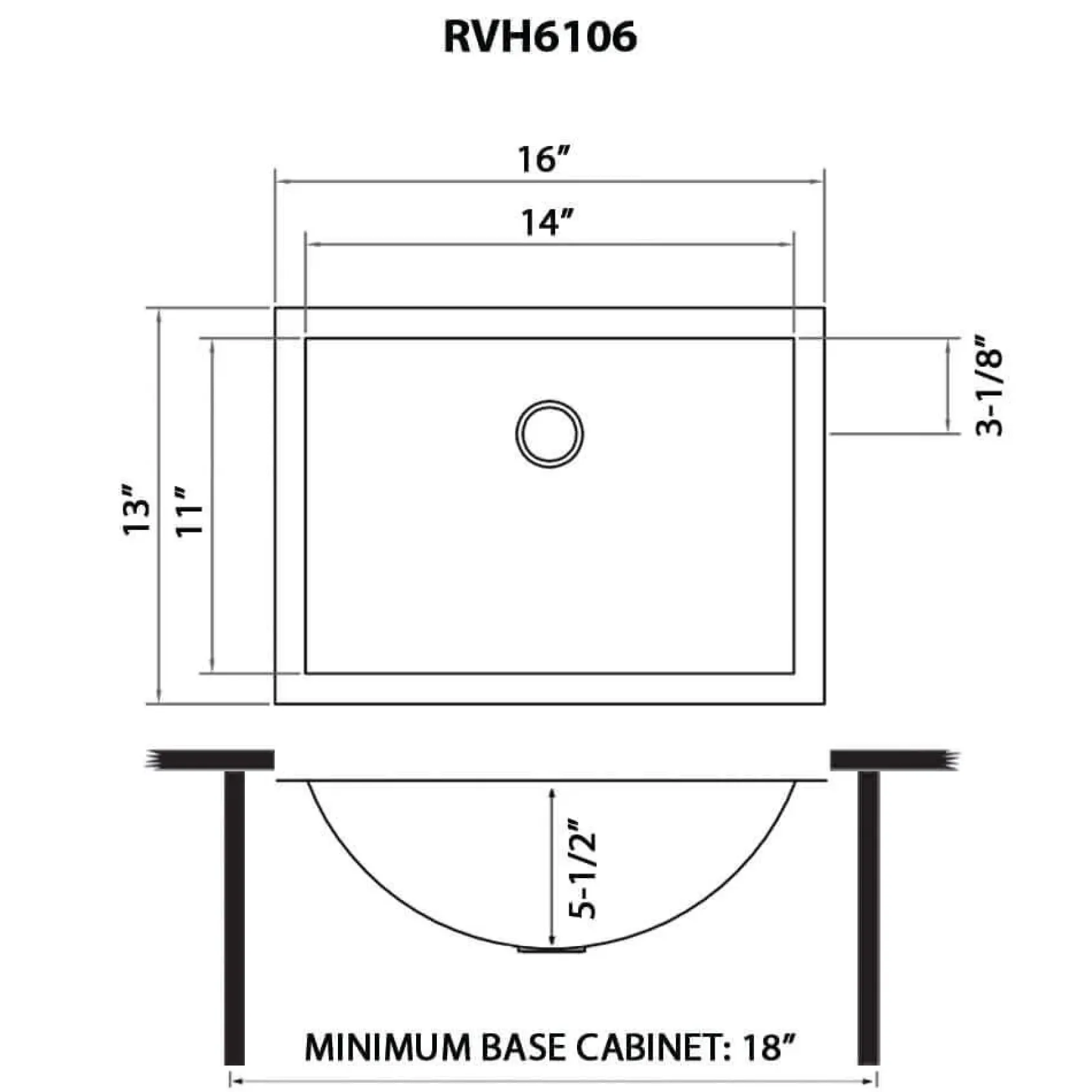 Ruvati Ariaso 16 x 13 inch Brushed Stainless Steel Rectangular Bathroom Sink Undermount, 16, RVH6106ST