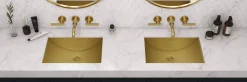 Ruvati Ariaso 16 x 13 inch Brushed Gold Polished Brass Rectangular Bathroom Sink Undermount, Stainless Steel, 16, RVH6106GG