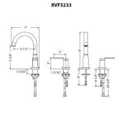 Ruvati Arti Widespread Bathroom Faucet, Brushed Nickel, Lever, RVF5233BN
