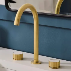 Ruvati Athena Widespread Bathroom Faucet, Brushed Gold, Knob, RVF5232SG
