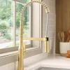 Ruvati Bianca Pre-Rinse High Arc Kitchen Faucet, Brushed Gold, Single Lever, RVF1233SG