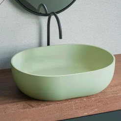Ruvati Canali 19-inch Avocado Lime Green epiStone Solid Surface Bathroom Vessel Sink, RVB2119GN
