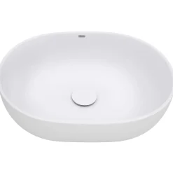 Ruvati Canali 19-inch Matte White epiStone Solid Surface Modern Bathroom Vessel Sink, RVB2119WH