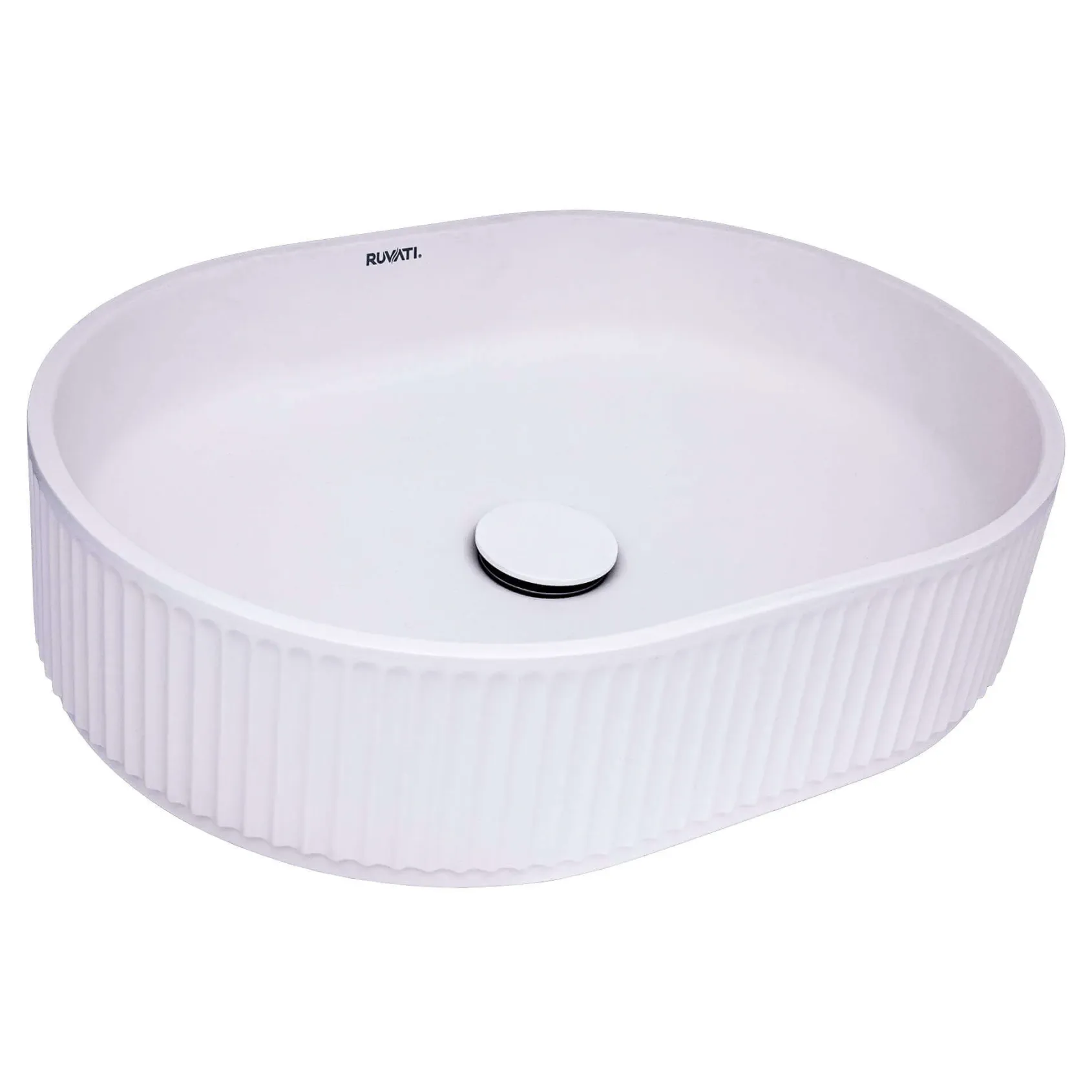 Ruvati Cordona 23" Oval Vessel Solid Surface Bathroom Sink, Matte White, RVB2823WH