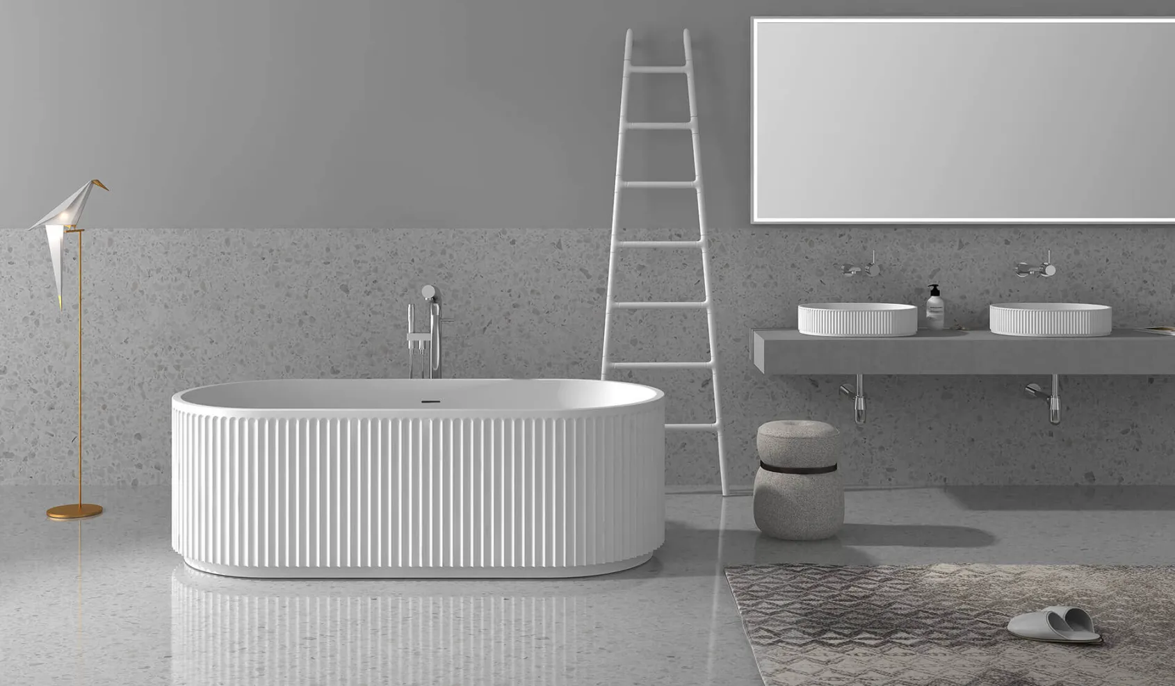Ruvati Cordona 23" Oval Vessel Solid Surface Bathroom Sink, Matte White, RVB2823WH