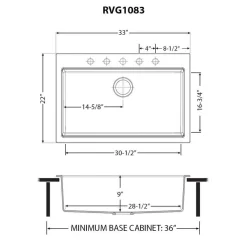 Ruvati epiGranite 33" Drop In Granite Composite Workstation Kitchen Sink, Arctic White Matte, RVG1083WH