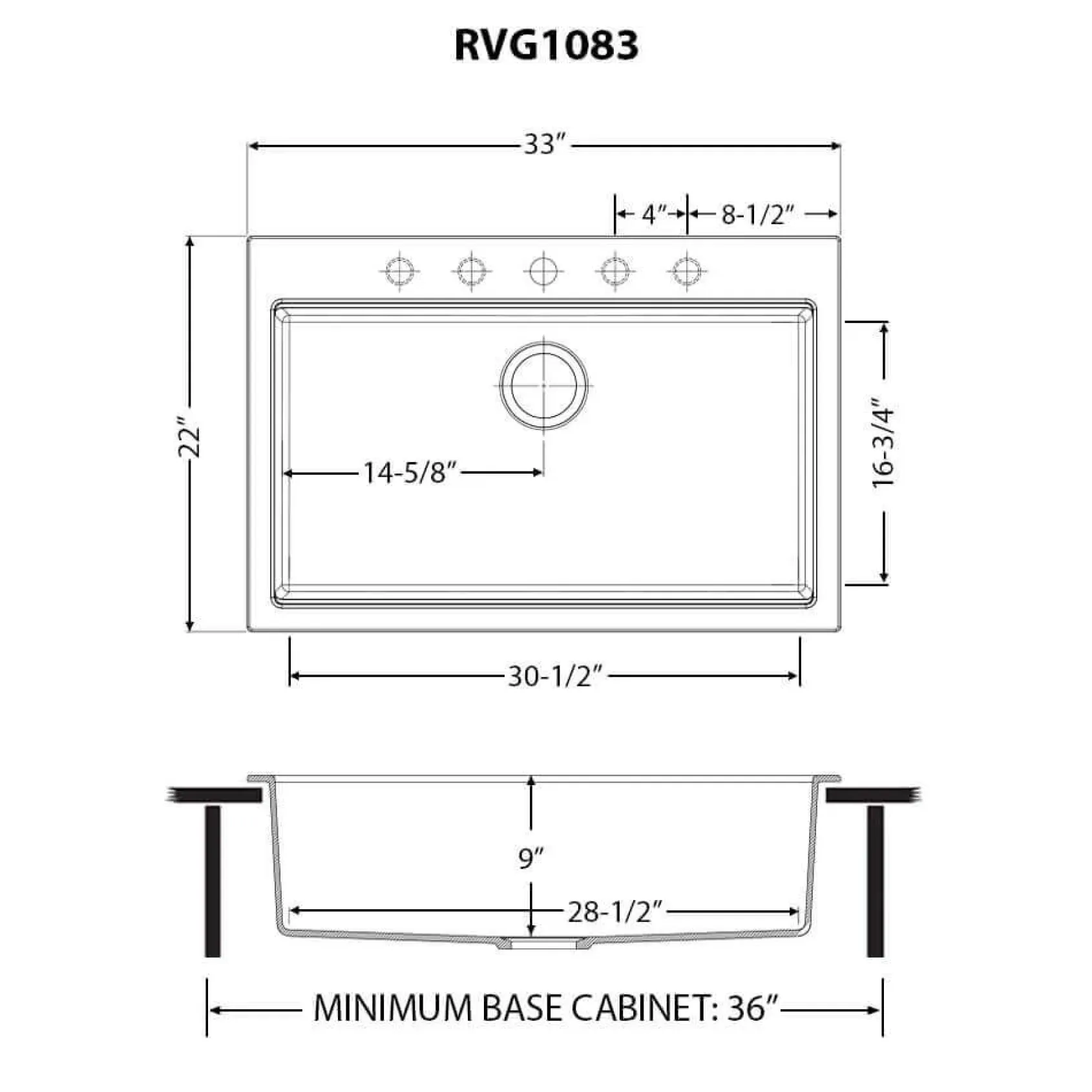 Ruvati epiGranite 33" Drop In Granite Composite Workstation Kitchen Sink, Arctic White Matte, RVG1083WH