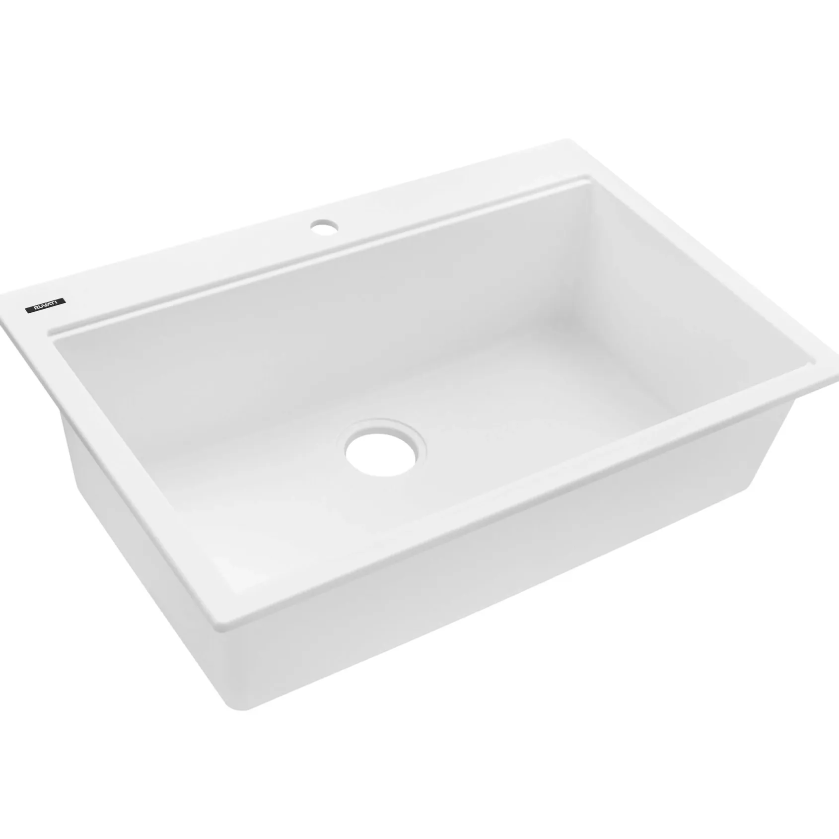 Ruvati epiGranite 33" Drop In Granite Composite Workstation Kitchen Sink, Arctic White Matte, RVG1083WH