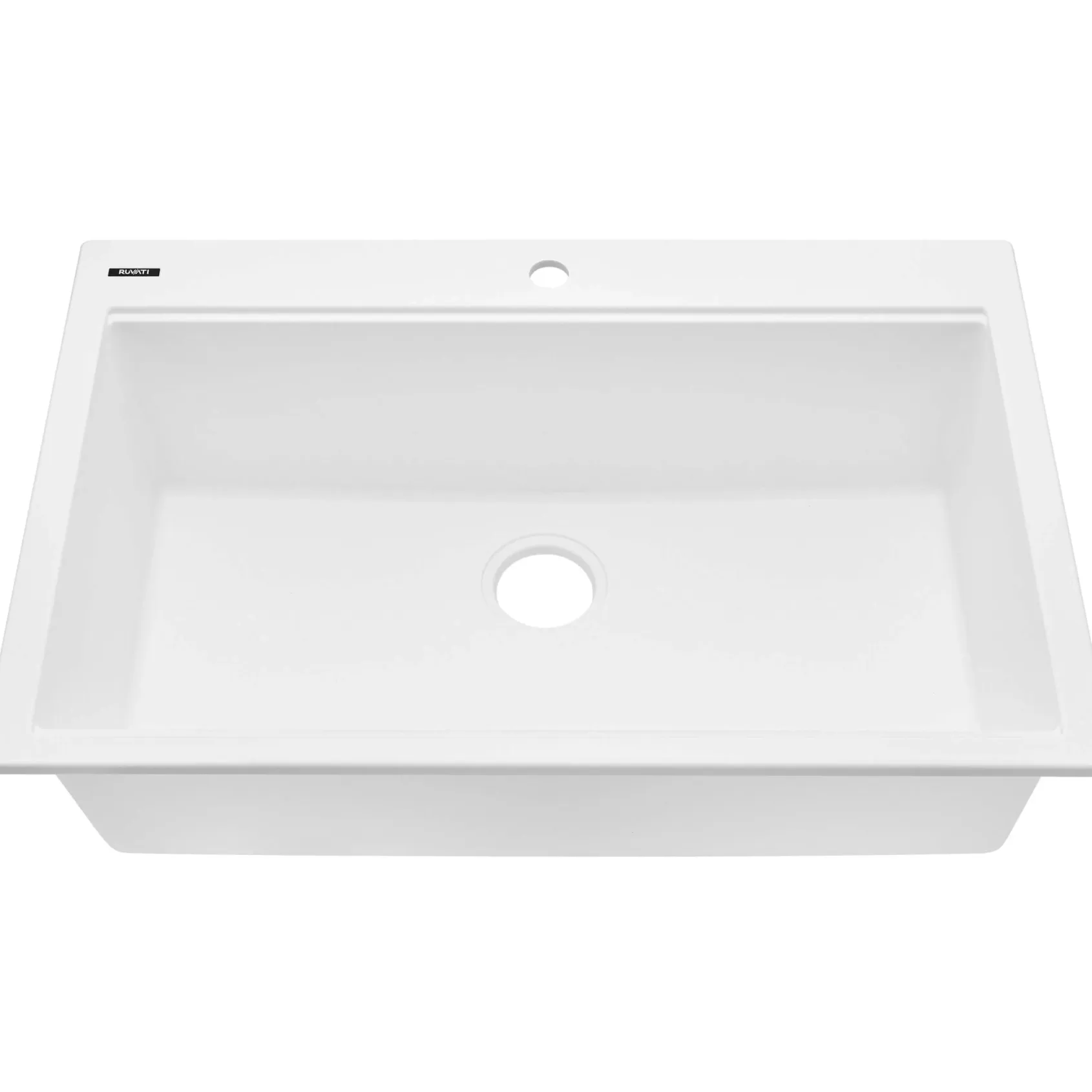 Ruvati epiGranite 33" Drop In Granite Composite Workstation Kitchen Sink, Arctic White Matte, RVG1083WH
