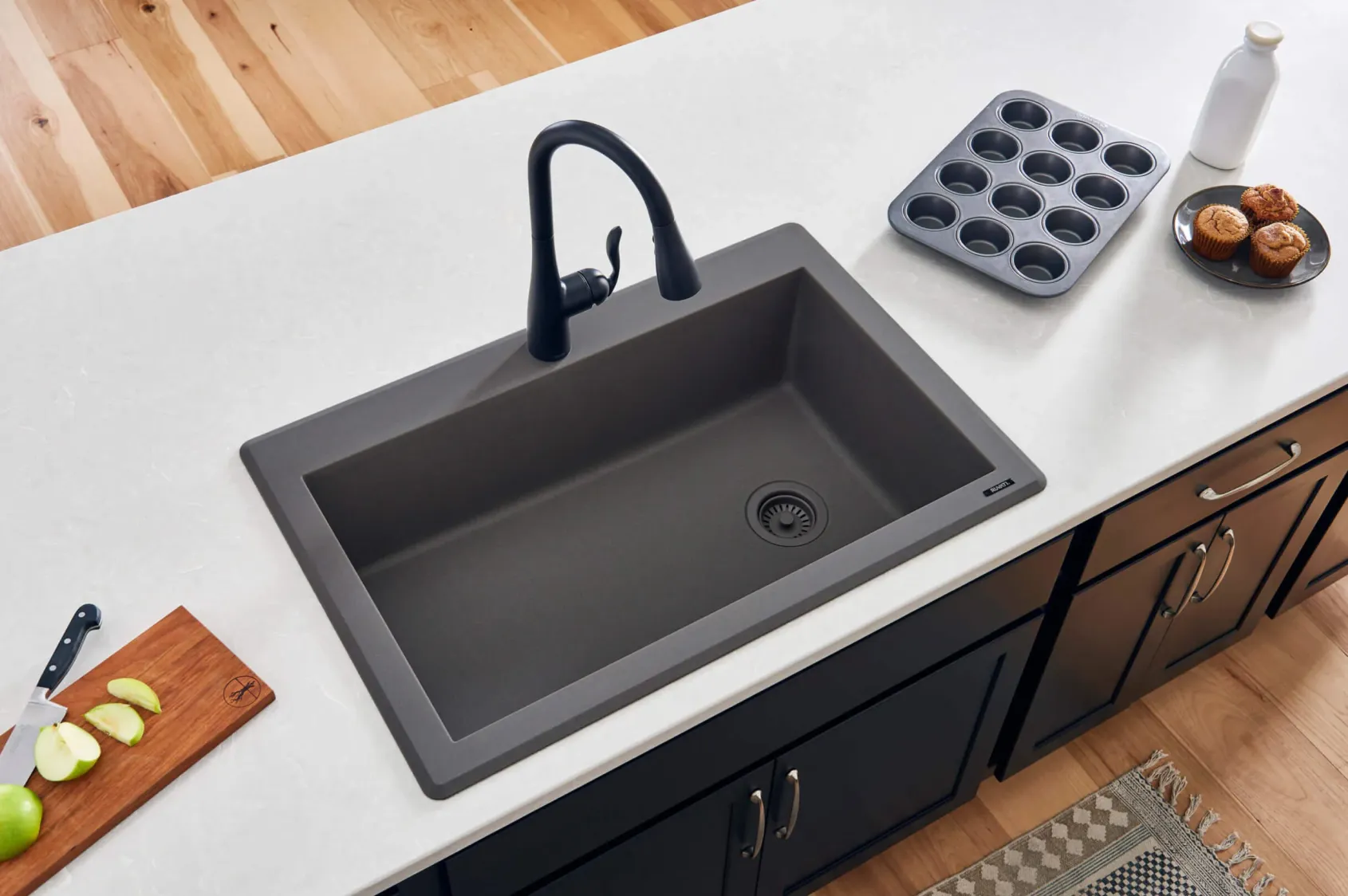 Ruvati epiGranite 33" Drop In Granite Composite Workstation Kitchen Sink, Urban Gray, RVG1033UG