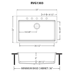 Ruvati epiGranite 33" Drop In Granite Composite Workstation Kitchen Sink, Arctic White Matte, RVG1303WH