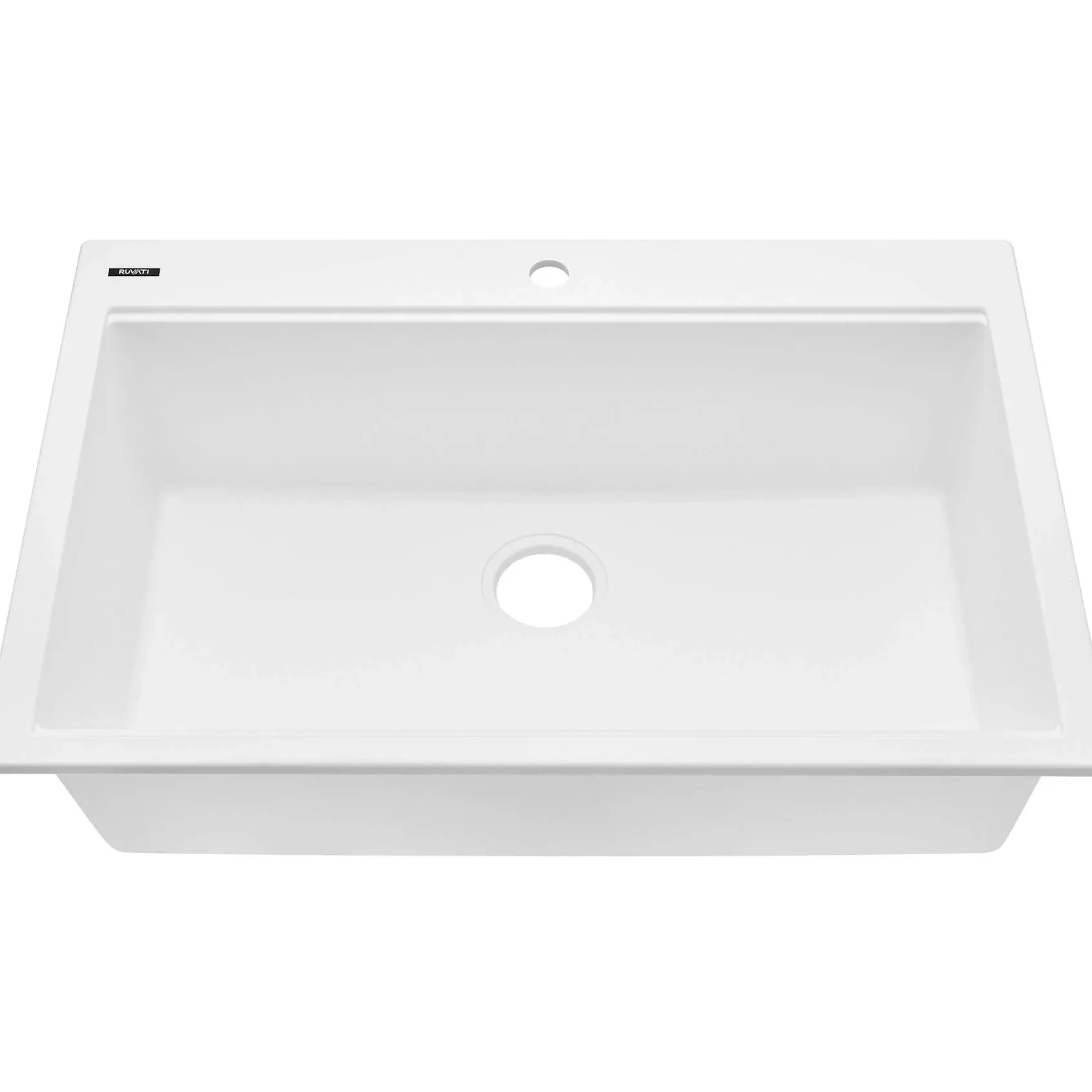 Ruvati epiGranite 33" Drop In Granite Composite Workstation Kitchen Sink, Arctic White Matte, RVG1303WH