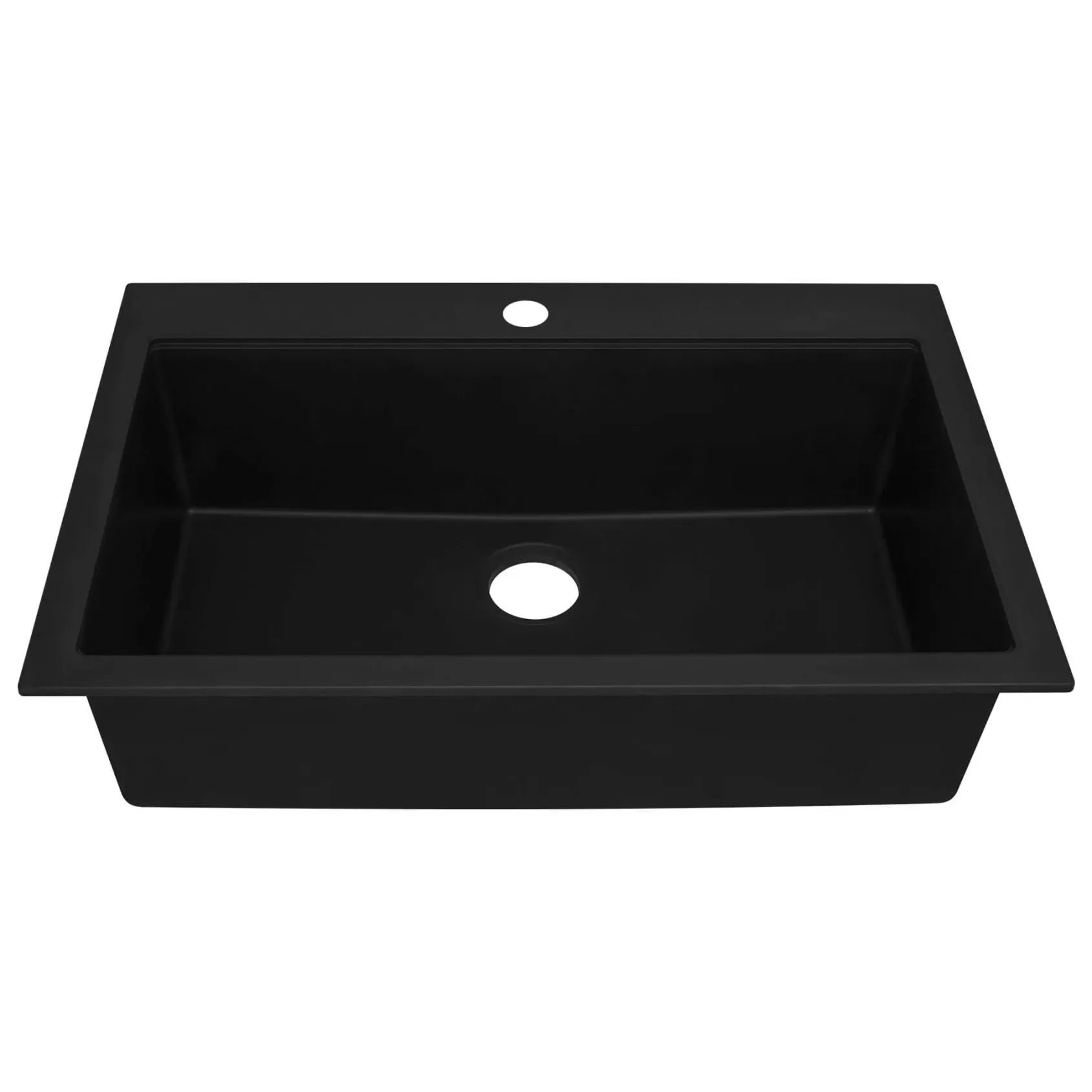 Ruvati epiGranite 33" Drop In Granite Composite Workstation Kitchen Sink, Midnight Black, RVG1083BK