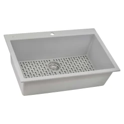 Ruvati epiGranite 30" Drop-in Topmount Granite Composite Kitchen Sink, Silver Gray, RVG1030GR