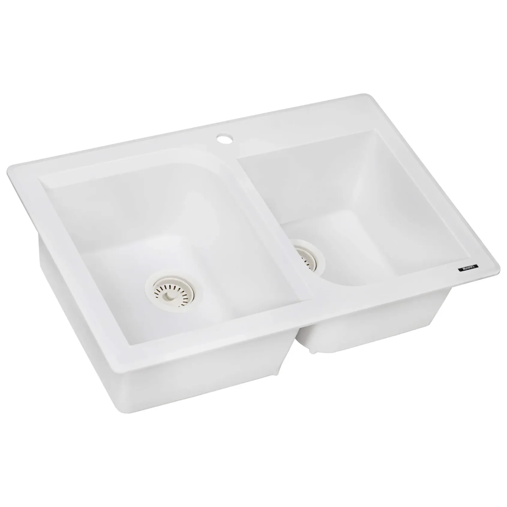 Ruvati epiGranite 33" Dual-Mount Granite Composite Kitchen Sink, 55/45 Double Bowl, Arctic White, RVG1396WH