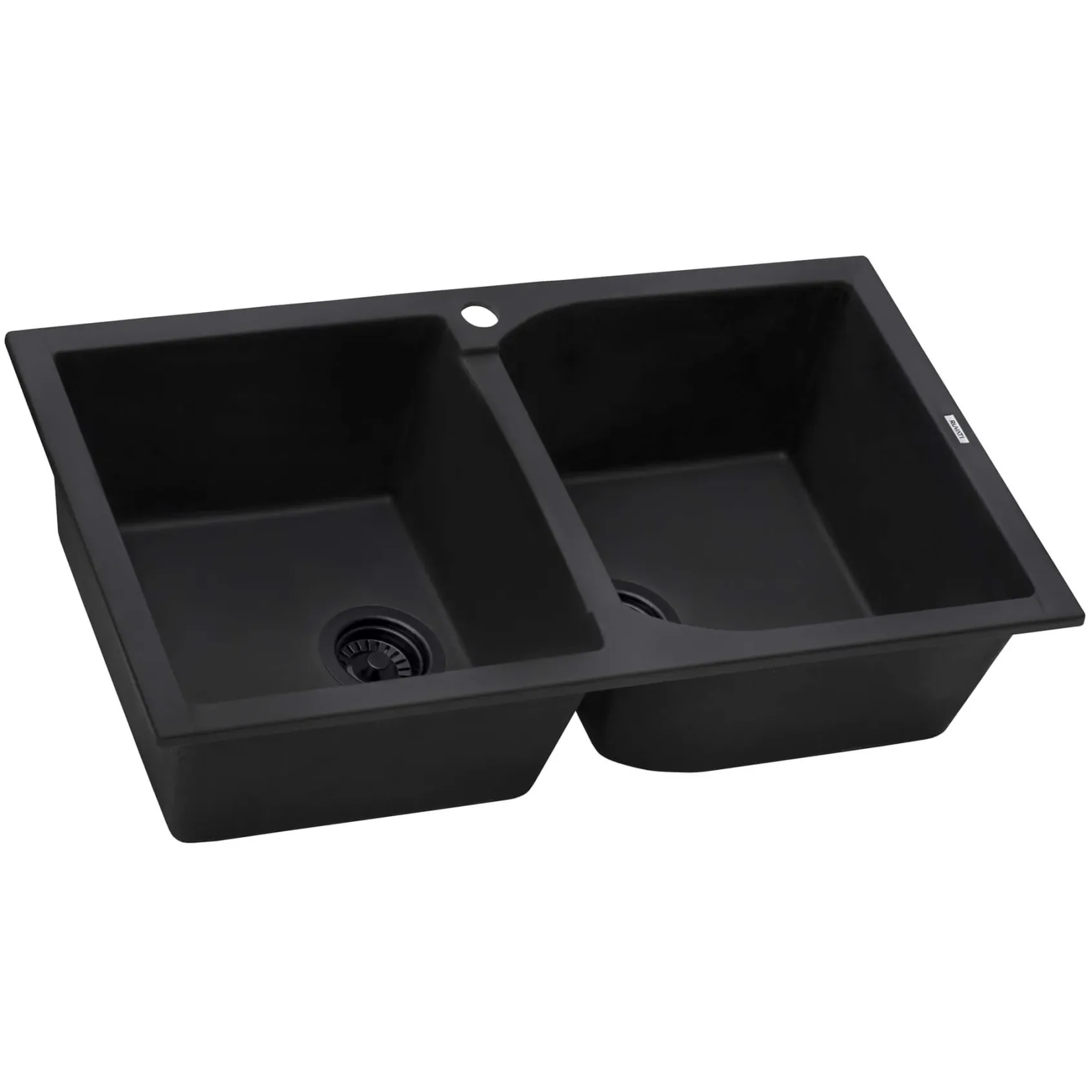 Ruvati epiGranite 34" Dual-Mount Granite Composite Kitchen Sink, 50/50 Double Bowl, Midnight Black, RVG1319BK