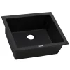 Ruvati epiGranite 21" Rectangle Granite Composite Workstation Bar/Prep Sink, Midnight Black, RVG2021BK