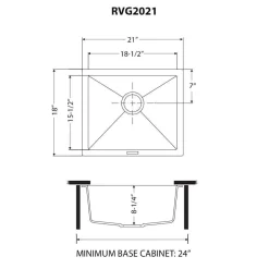 Ruvati epiGranite 21" Rectangle Granite Composite Workstation Bar/Prep Sink, Midnight Black, RVG2021BK