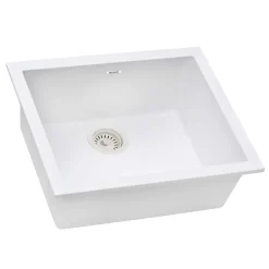 Ruvati epiGranite 21 x 17 inch Granite Composite Undermount Single Bowl Wet Bar Prep Sink, Arctic White, RVG2022WH