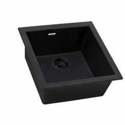 Ruvati epiGranite 17 x 17 inch Granite Composite Undermount Single Bowl Wet Bar Prep Sink, Midnight Black, RVG2018BK