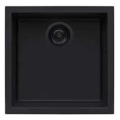 Ruvati epiGranite 17 x 17 inch Granite Composite Undermount Single Bowl Wet Bar Prep Sink, Midnight Black, RVG2018BK