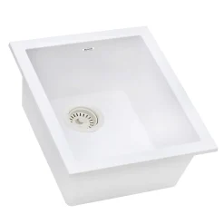 Ruvati epiGranite 15 x 17 inch Granite Composite Undermount Single Bowl Wet Bar Prep Sink, Arctic White, RVG2016WH